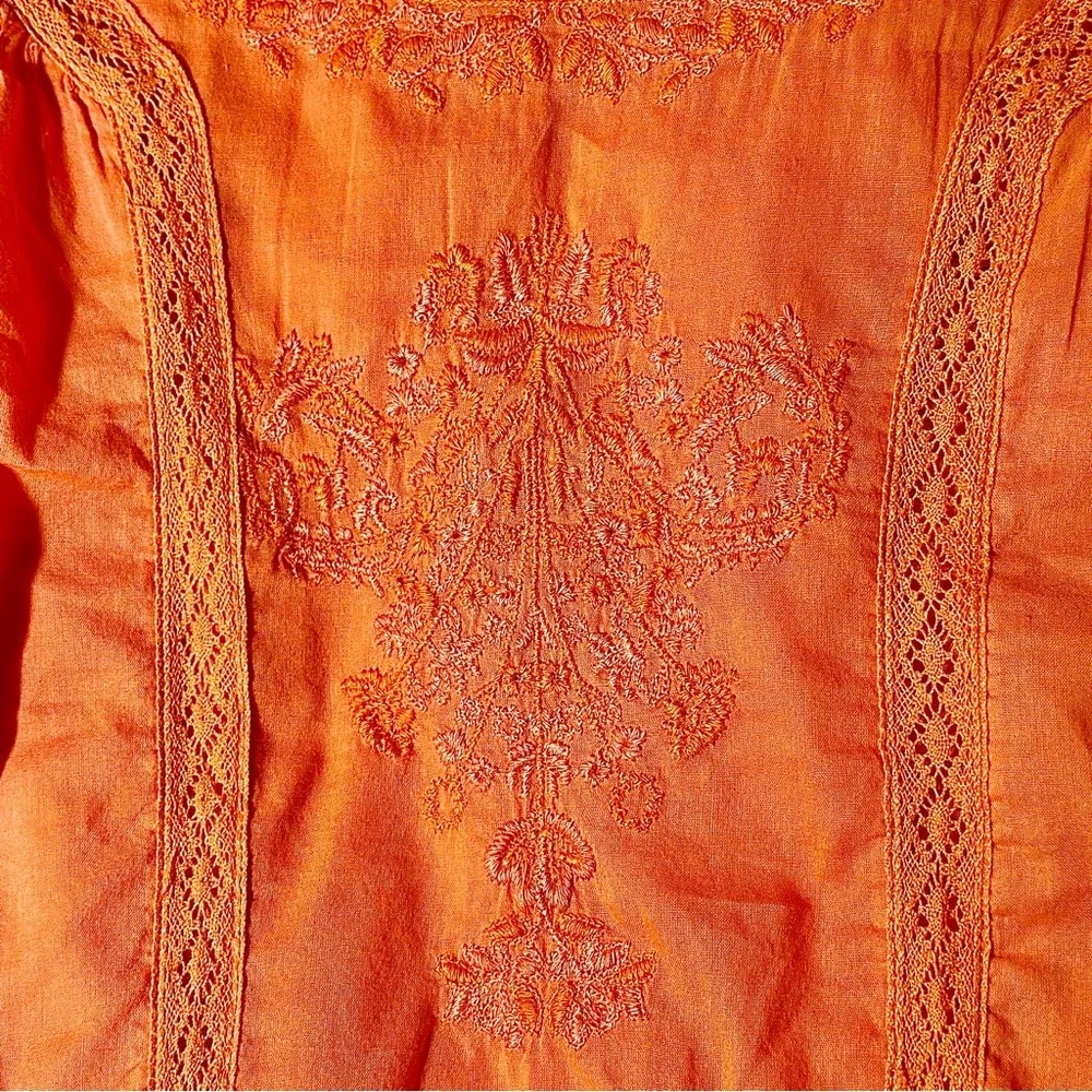 Free People Victorian Waisted Lace Inset and Embroidered Mini Dress Sz S/M - Picture 8 of 10